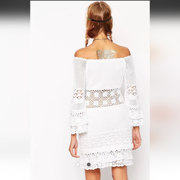 ASOS Crochet White Dress - Off Shoulder - Picture 4 of 12